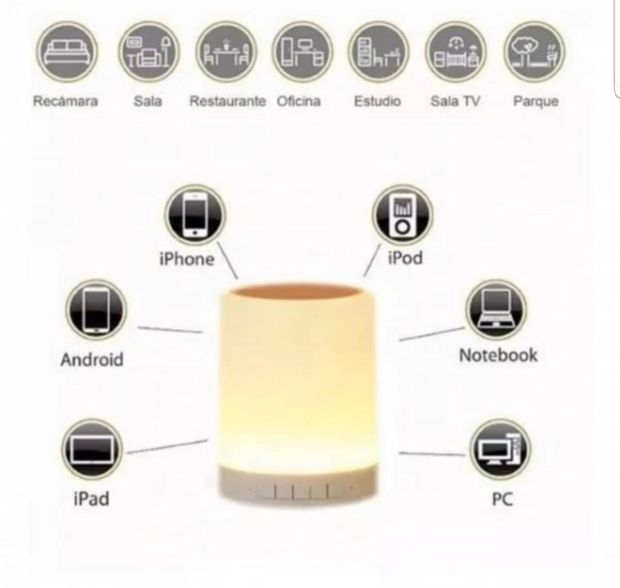Lámpara Bocina Smart Bluetooth Led Touch